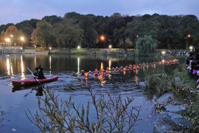 Catch Hundreds Of Jack O’Lanterns Floating Along The Harlem Meer At Central Park’s Annual Halloween Celebration