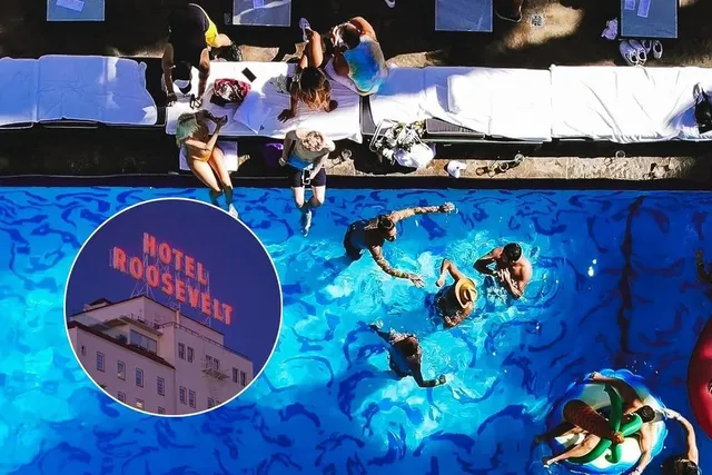 Swim For Free In The Moonlight Every Friday At The Hollywood Roosevelt's Tropicana Pool