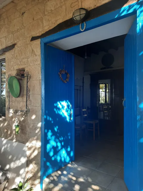 Traditional village stone house outdoor courtyard