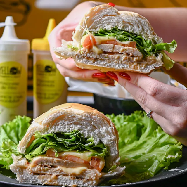 Yellow Burgers & Dogs.