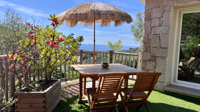 Villa pascialella location 10 personnes vue mer piscine Chauffée Porto-Vecchio Palombaggia rental south Corsica