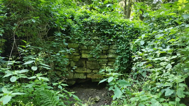 The ruins of a castle with a moat in Swierklaniec