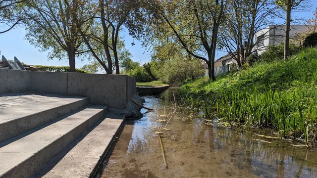 Water playground by the stream