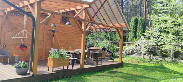 Forest house with outdoor hot tub