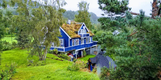 Panorama view along the fjord in Stryn