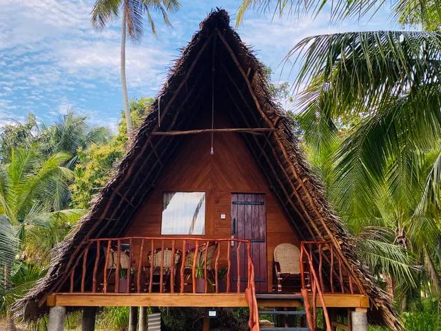 Lake side wood cabana