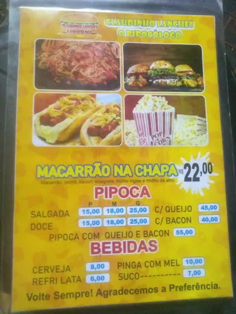 Cláudinho lanches pipocologo