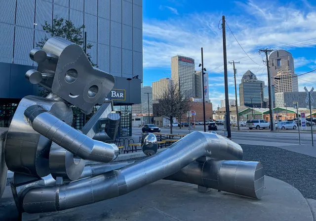 Traveling Man Sculpture at Deep Ellum