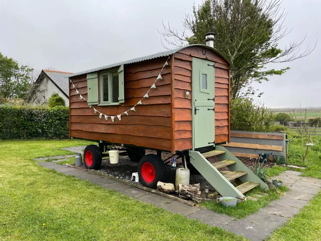 Glamping at Glan Tywyn Shepherds Hut & Static Caravan Self Catering