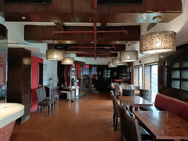 Red kitchen and lounge