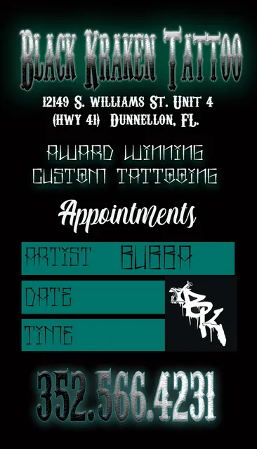 Black Kraken Tattoo FL