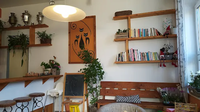 Cafe with three cats