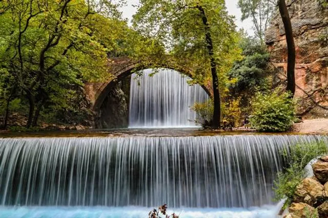 Stone bridge and waterfall of Palaiokarya
