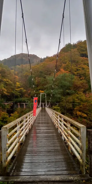 A suspension bridge where people interaction with nature ＆ Turtle Waterfall.(Bonji River gorge.)