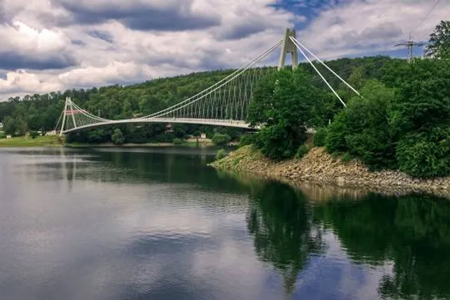 Hanging bridge over the Swiss Bay