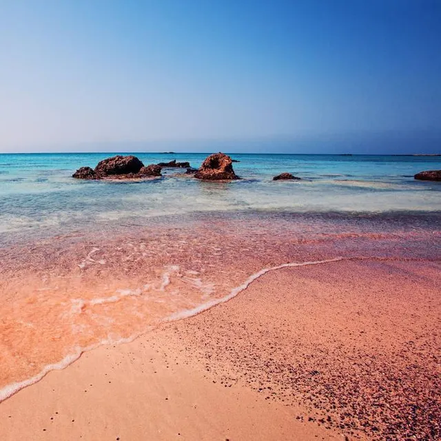 Tiny beach, pink sand