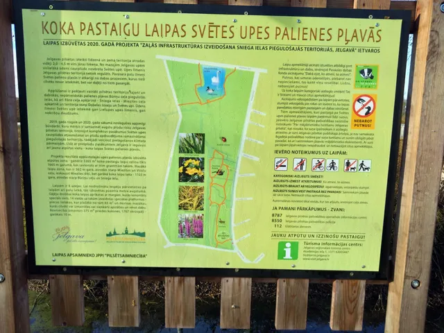 Wooden boardwalks at the flood-land meadows of the River Svēte