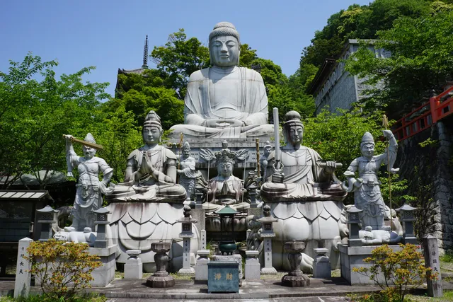 Grand Stone Statues or Buddhas brought from India