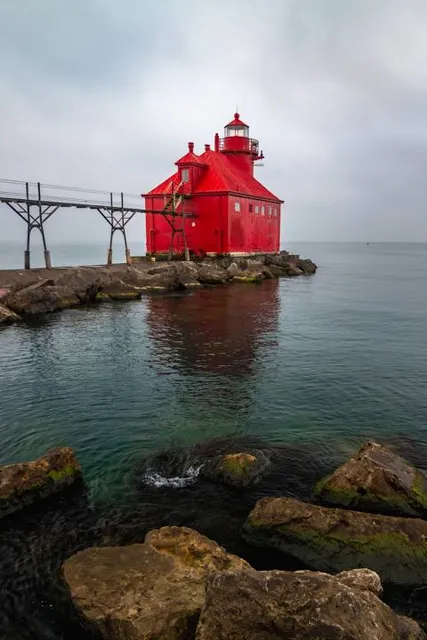 Sturgeon Bay Ship Canal Pierhead Front Lighthouse