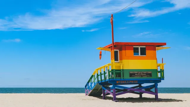 Venice Pride Flag Lifeguard Tower