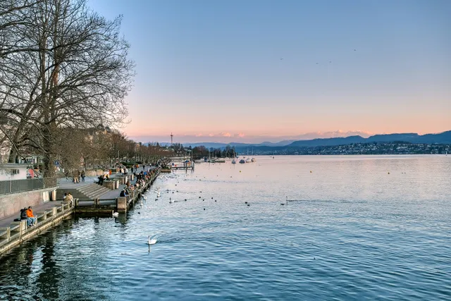 Historic quayside on lake Zürich