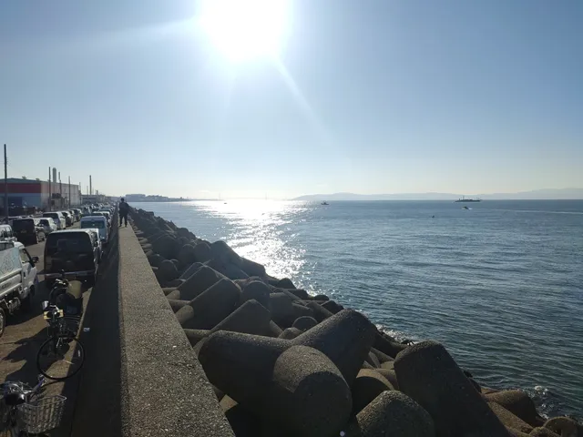 Honjo artificial island Red Lighthouse