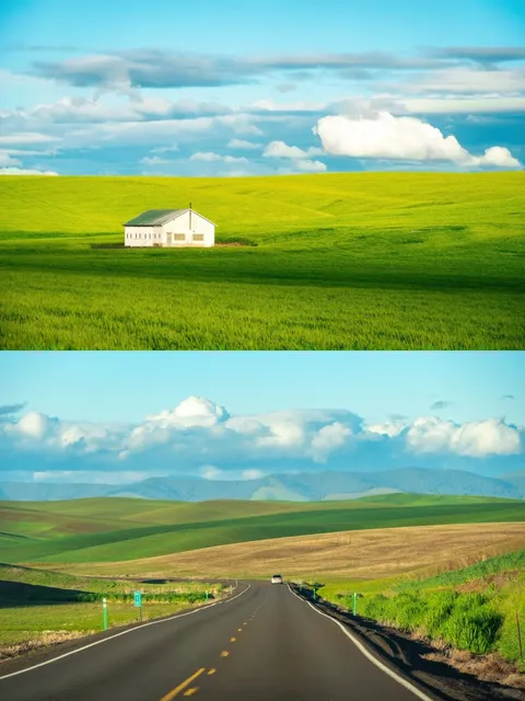Seattle is a four-hour drive away from   oil painting like wheat field