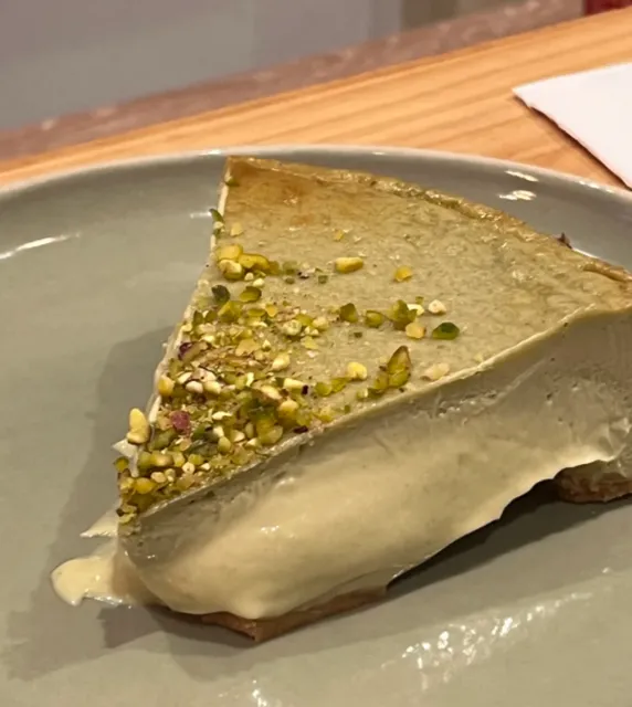 Mallorca! Pistachio cheesecake with heart-shaped filling!