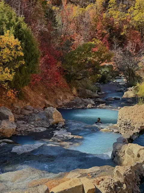  Autumn-Exclusive Red Leaves with Milky Blue Hot Springs 🍁💧