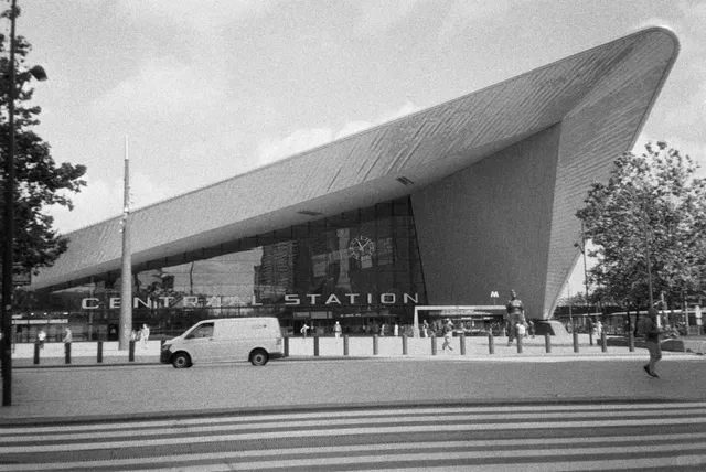 Rotterdam Centraal Station – Where Light & Steel Dance on Film 📸✨