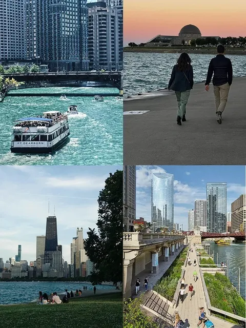 Walking along the Chicago Riverwalk in the summer🌞🌊