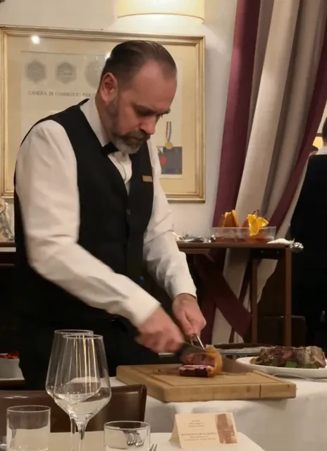A century-old steakhouse located in a basement.