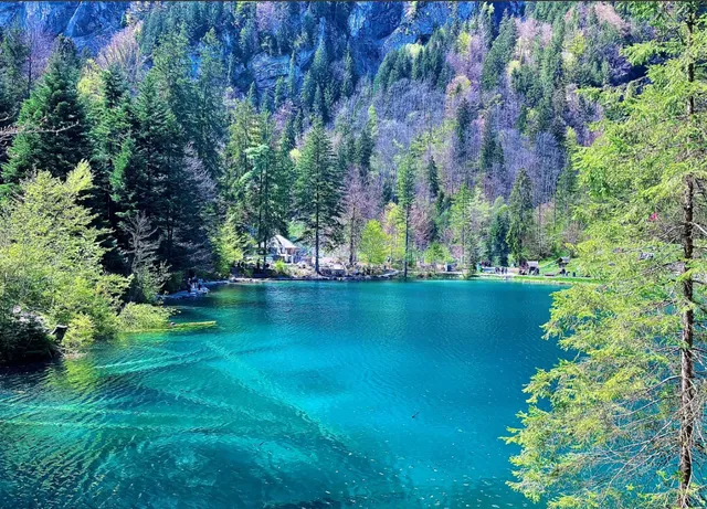 Blausee🇨🇭 -- A sapphire in the Swiss snow-capped mountains
