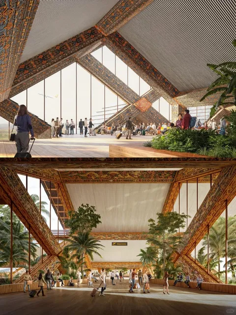 A terminal with views of the Himalayas