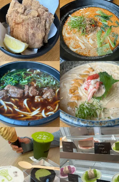 Food trip-fried chicken, udon and matcha in one go