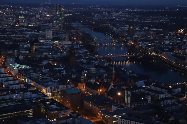 🇩🇪 Main Tower Frankfurt: Sunset with a Bird's-Eye View 🌇